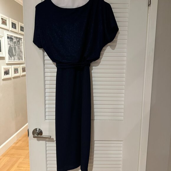 Kensie Navy Blue Shimmer Wrap Dress – Size Small - Picture 2 of 6